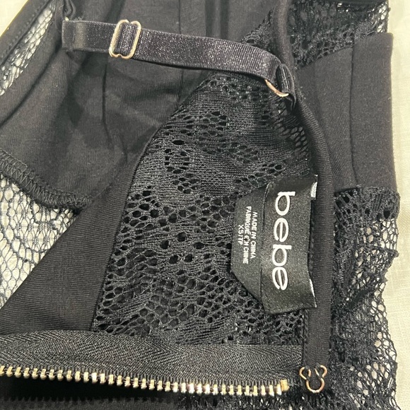 NWOT Bebe Black Lace inset Plum Tank Sz Xs - Picture 5 of 6